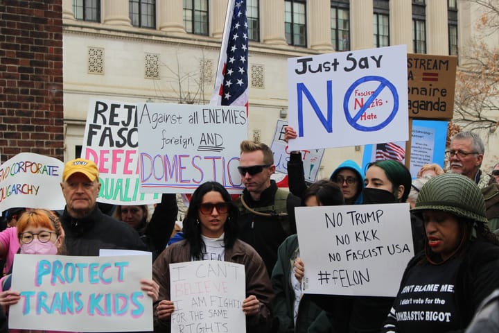 Anti-Trump protest, part of nationwide wave, draws hundreds to Capitol Square